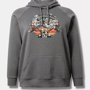 Torrid Hoodie Sweatshirt 1X 2X 3X Willie Nelson Grey Pullover Fleece Top Plus